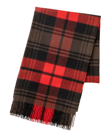 Joshua Ellis - Primary Check Hand Cut Tassel Hem Stole Red